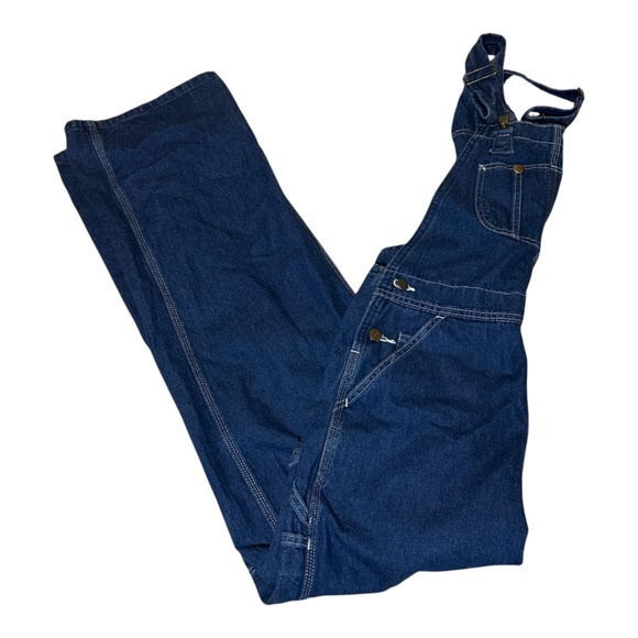 Carhartt R07-DST Men's Dark Denim Washed Denim Bib Overall 34x32 - Picture 2 of 2